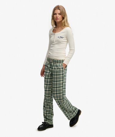 Pantalon à carreaux en coton avec élastique Image 3