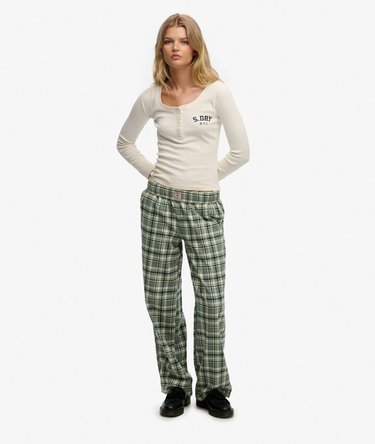 Pantalon à carreaux en coton avec élastique Image 1