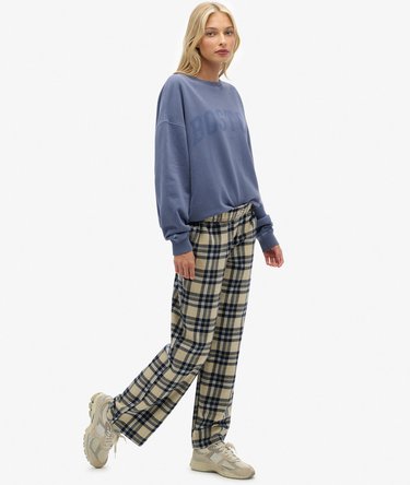 Pantalon à carreaux en coton avec élastique Image 3