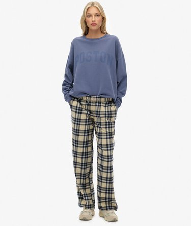 Pantalon à carreaux en coton avec élastique Image 1