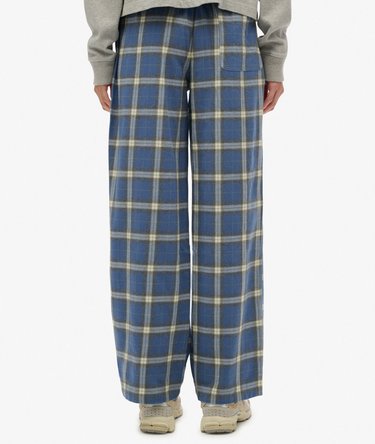 Pantalon à carreaux en coton avec élastique Image 5