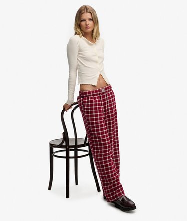 Pantalon à carreaux en coton avec élastique Image 2