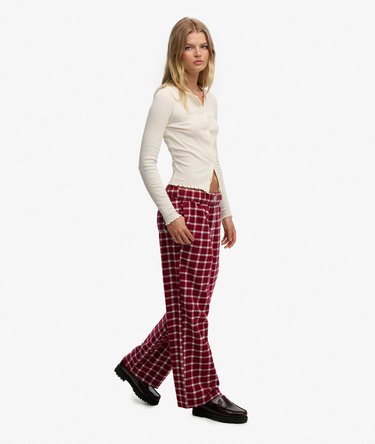 Pantalon à carreaux en coton avec élastique Image 3