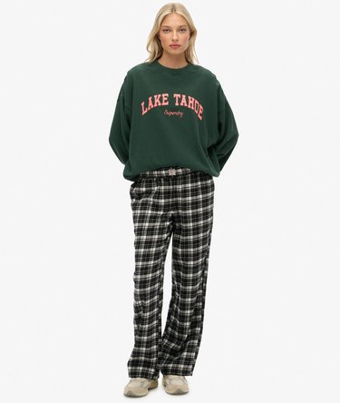 Pantalon à carreaux en coton avec élastique Image 1