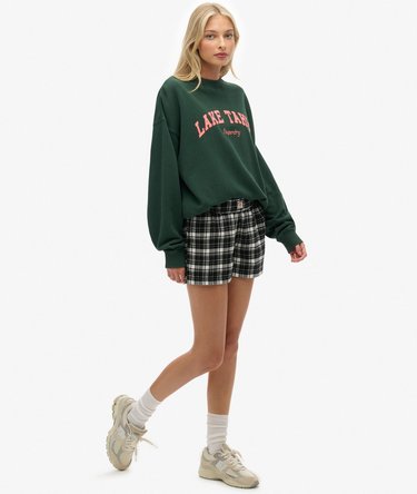 Short à carreaux en coton avec élastique Image 3