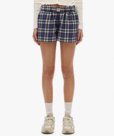 Short à carreaux en coton avec élastique Image 4