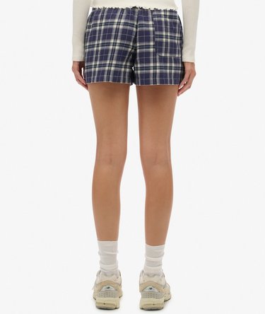 Short à carreaux en coton avec élastique Image 5