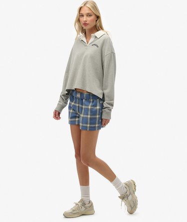 Short à carreaux en coton avec élastique Image 3