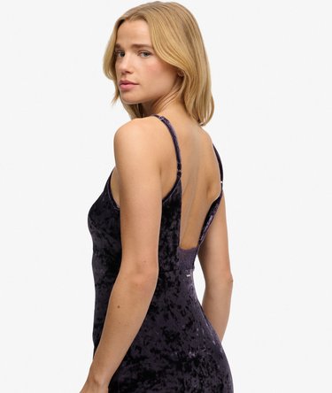 Lace Back Velvet Midi Dress Image 2