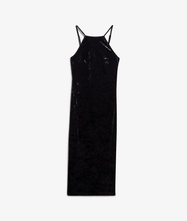 Lace Back Velvet Midi Dress Image 8