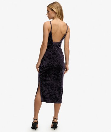 Lace Back Velvet Midi Dress Image 6