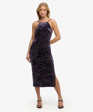 Abito midi in velluto con retro in pizzo