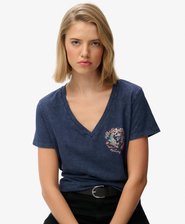 Suika metallic relaxed T-shirt met V-hals