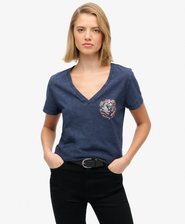 Suika metallic relaxed T-shirt met V-hals