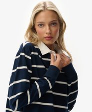 Athletic Essentials Gestreiftes Rugby-Oberteil in Cropped-Länge