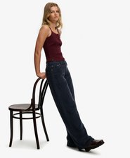 Pantalon en Velours Côtelé Large Taille Moyenne