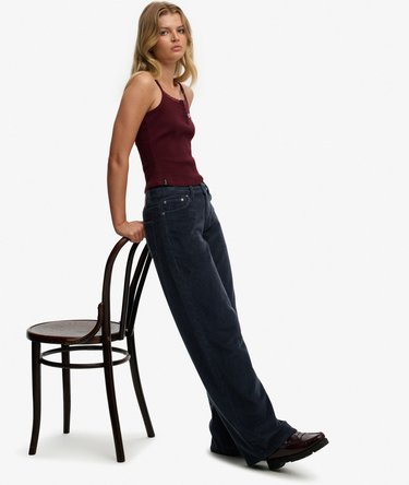 Pantalon en Velours Côtelé Large Taille Moyenne Image 2