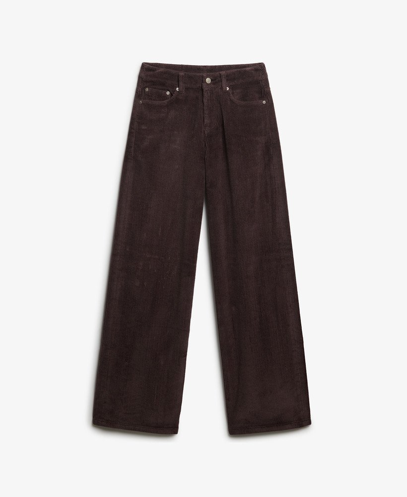womens Mid Rise Baggy Jumbo Cord Pants in Dark Oak Brown