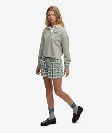 Cotton Check Elastiske Shorts Image 3