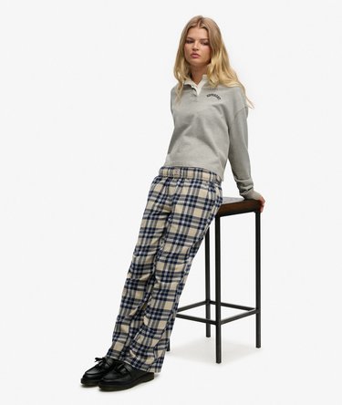 Karierte Baumwollhose mit Elastikbund Image 2