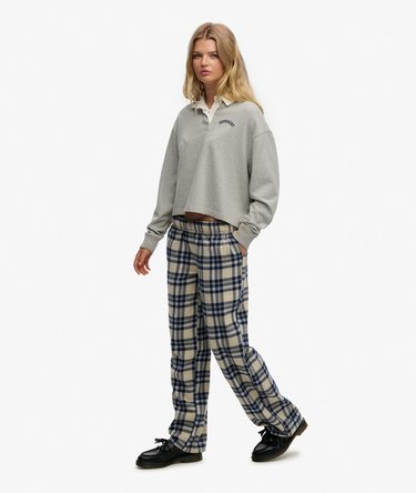 Karierte Baumwollhose mit Elastikbund Image 3