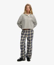 Cotton Check Elastic Trousers