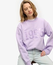 Varsity Satin Applique Crew Sweatshirt