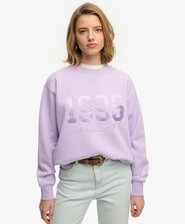 Varsity Satin Applique Crew Sweatshirt