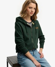 Felpa semi spazzolata con cappuccio, zip e logo Essential