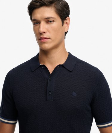 Knitted Texture Short Sleeve Polo Shirt Image 4