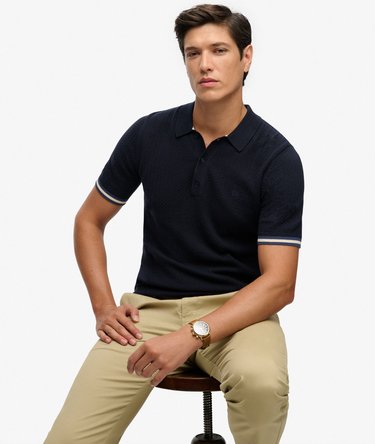 Knitted Texture Short Sleeve Polo Shirt Image 2