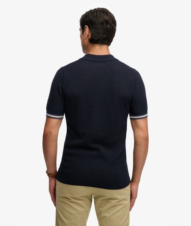 Knitted Texture Short Sleeve Polo Shirt Image 5