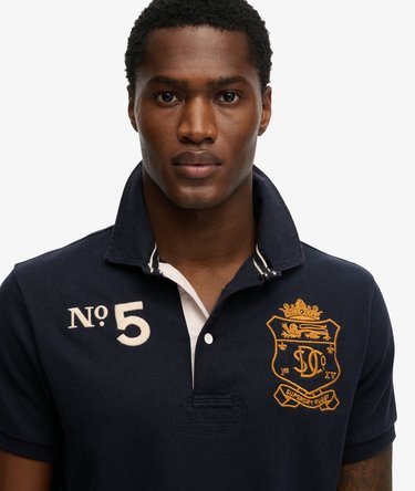 Double Emblem Jersey Short Sleeve Rugby Polo Top Image 4