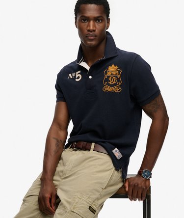 Double Emblem Jersey Short Sleeve Rugby Polo Top Image 2
