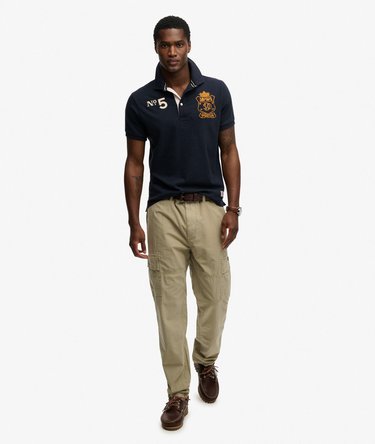 Double Emblem Jersey Short Sleeve Rugby Polo Top Image 3