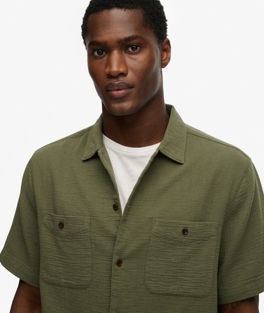 The Merchant Store - Textured Short Sleeve Shirt Image 4