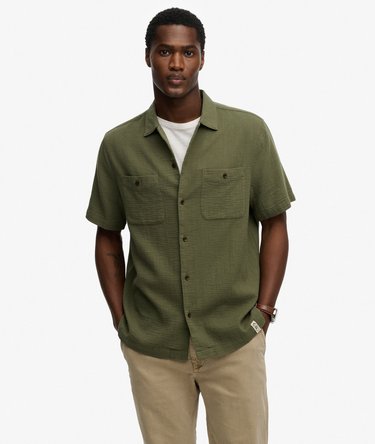 The Merchant Store - Textured Short Sleeve Shirt Image 1