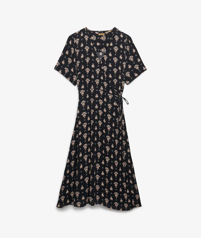 Printed Wrap Midi Dress