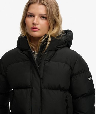 Hooded Mid Length Sports Puffer Jacket Image 4