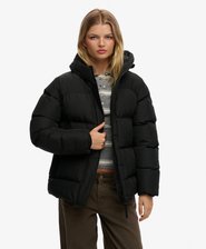 Hooded Mid Length Sports Puffer Jacket
