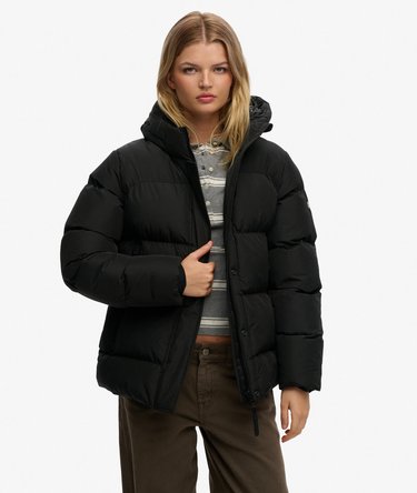 Hooded Mid Length Sports Puffer Jacket Image 1