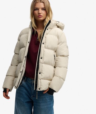 Hooded Mid Length Sports Puffer Jacket Image 2