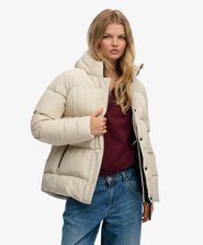 Hooded Mid Length Sports Puffer Jacket