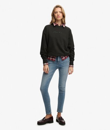 Script Brand Loose Crew Sweatshirt Image 3