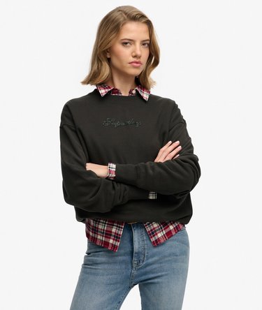 Script Brand Loose Crew Sweatshirt Image 1