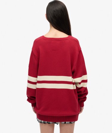 Oversized Striped V-Neck Jumper Image 5