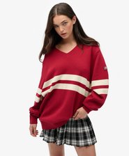 Oversized Striped V-Neck Jumper