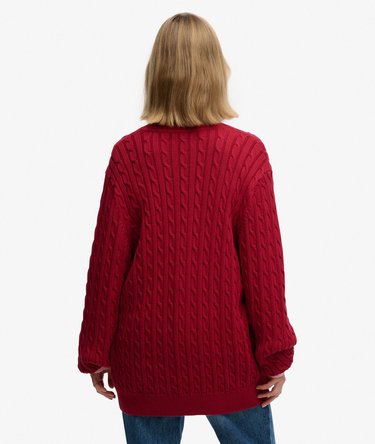 Sweter z dekoltem V w warkocze oversize Image 5