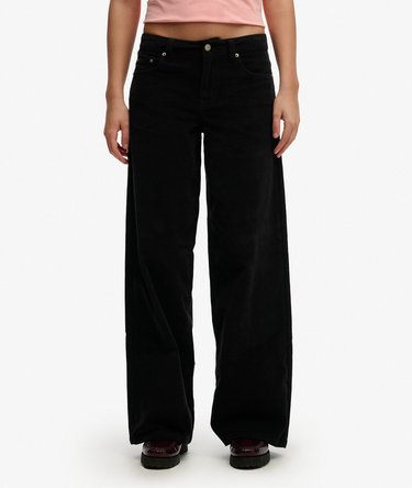 Mid Waist Baggy Mini Cord Pants Image 3