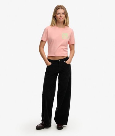 Mid Waist Baggy Mini Cord Pants Image 1